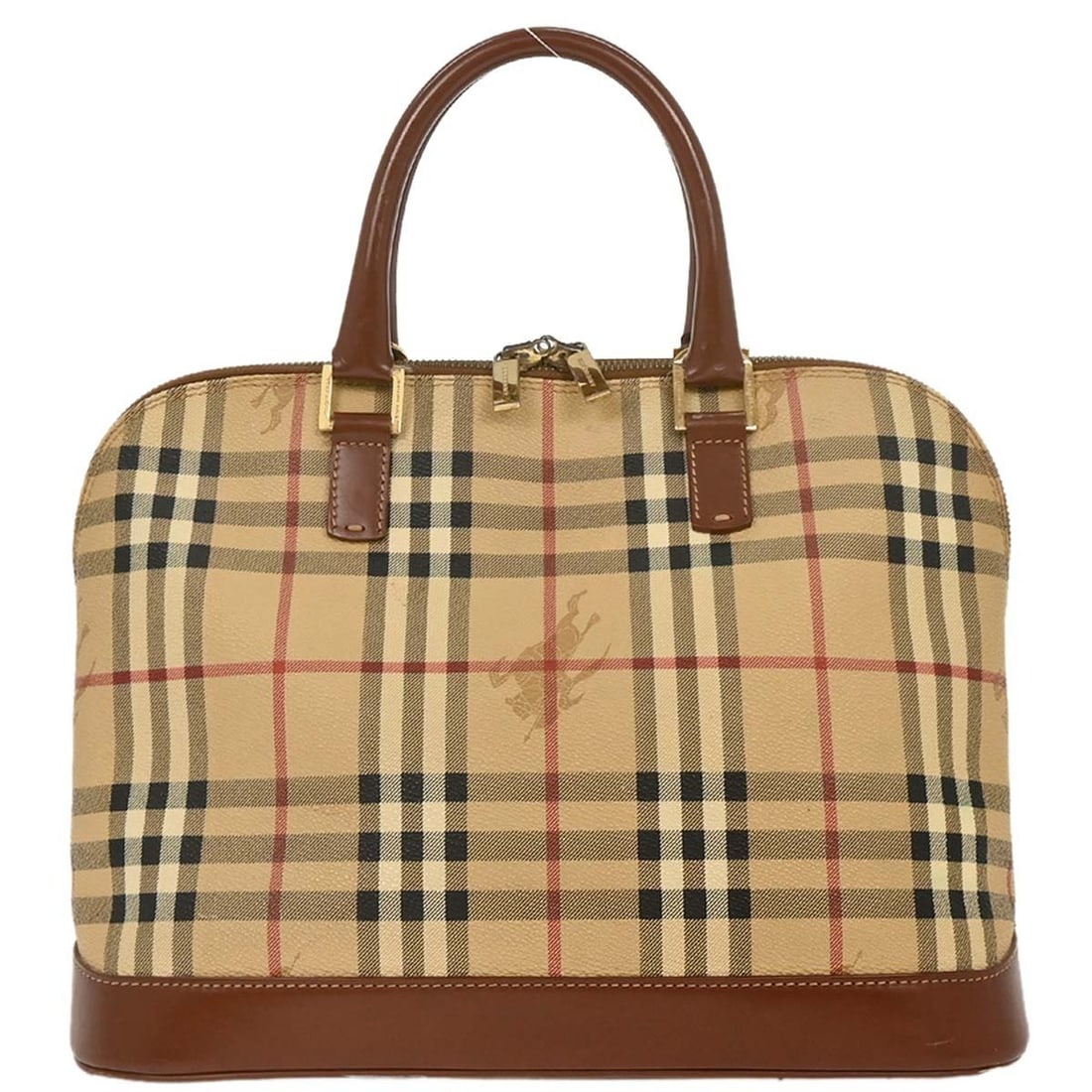 Burberry Beige PVC House Check Medium Handbag T-03-2: Burberry Beige PVC House Check Medium Handbag T-03-2 This Burberry Beige PVC House Check Handbag is a stylish accessory perfect for casual occasions. Crafted in Italy, it features the iconic Burberry 