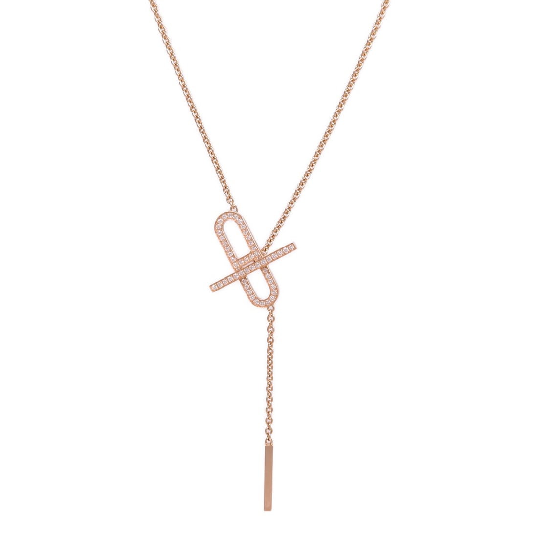 Hermes Chaine d'ancre Diamond Necklace 18K Rose Gold: Hermes Chaine d'ancre Diamond Necklace 18K Rose Gold This Hermes Chaine d'Ancre necklace is crafted from 18K pink (rose) gold and features diamond accents. Designed for women, it showcases the iconic 
