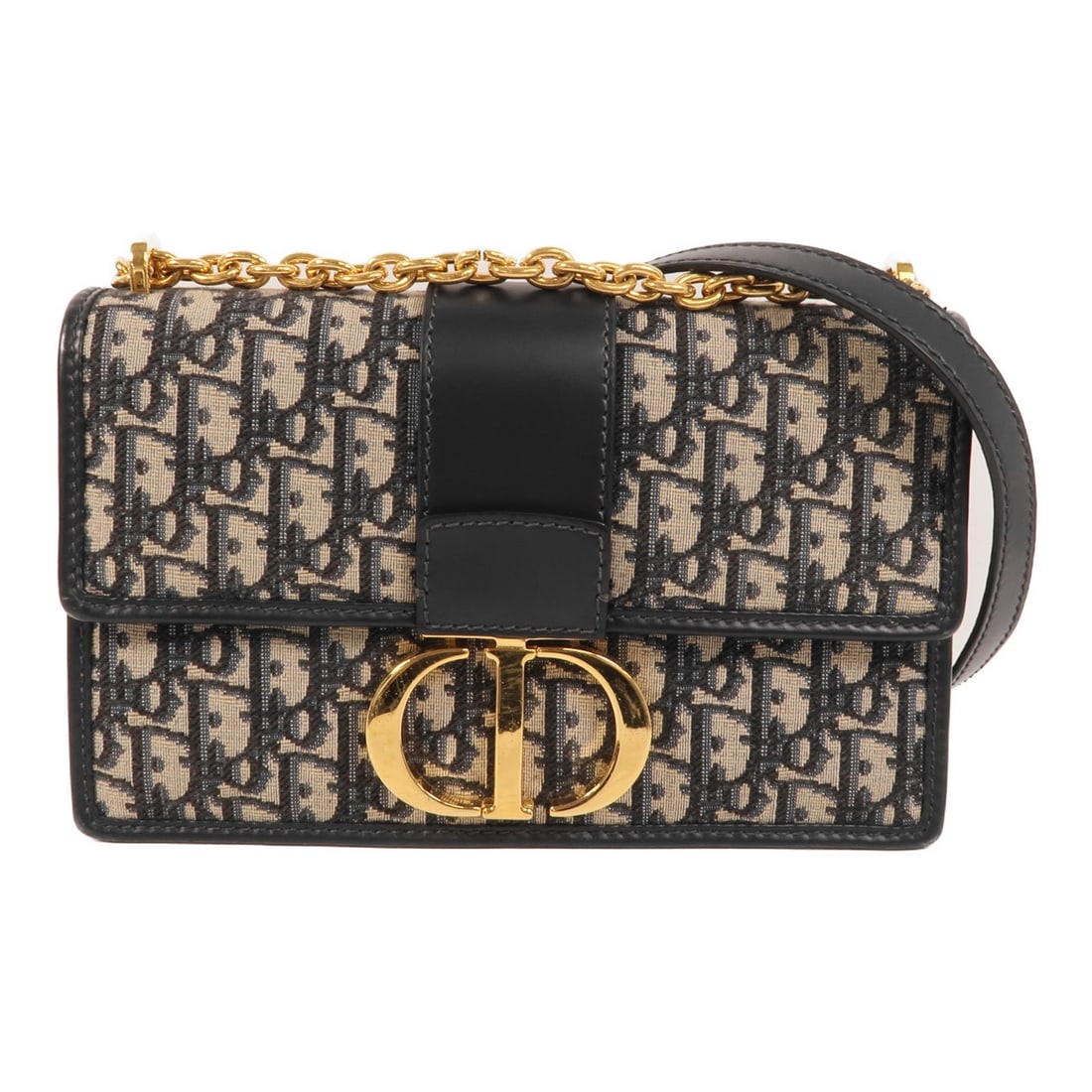 Blue Canvas Dior 30 Montaigne Shoulder Bag: Blue Canvas Dior 30 Montaigne Shoulder Bag This Christian Dior 30 Montaigne shoulder bag features a blue canvas exterior and is designed for women. The bag offers a classic silhouette with gold tone h
