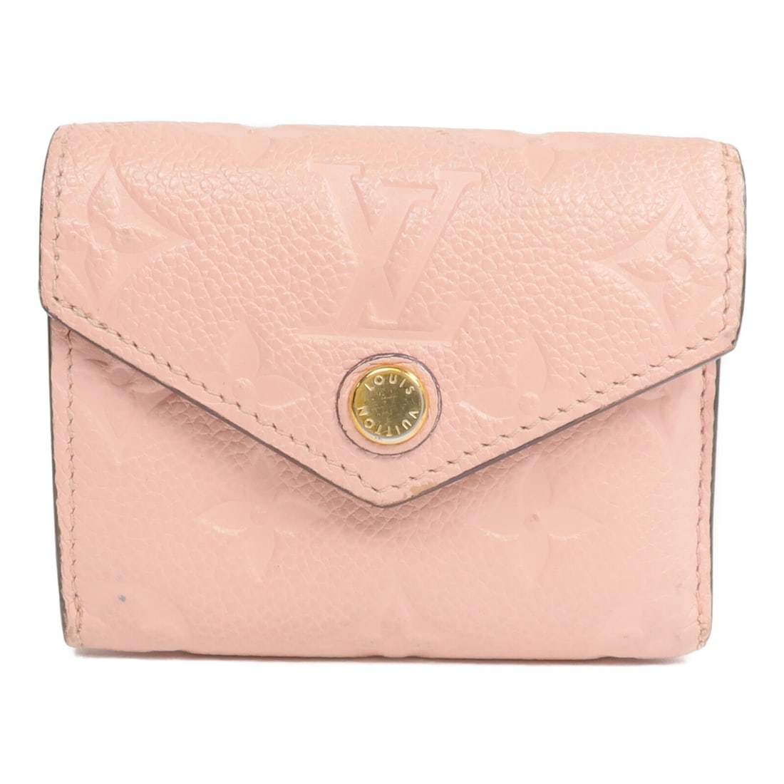 Louis Vuitton Zoe Tri Fold Wallet Pink Monogram Empreinte GHW: Louis Vuitton Zoe Tri Fold Wallet Pink Monogram Empreinte GHW This Louis Vuitton Zoe tri-fold wallet features the iconic Monogram Empreinte design in pink calfskin leather. Designed for women, the wal