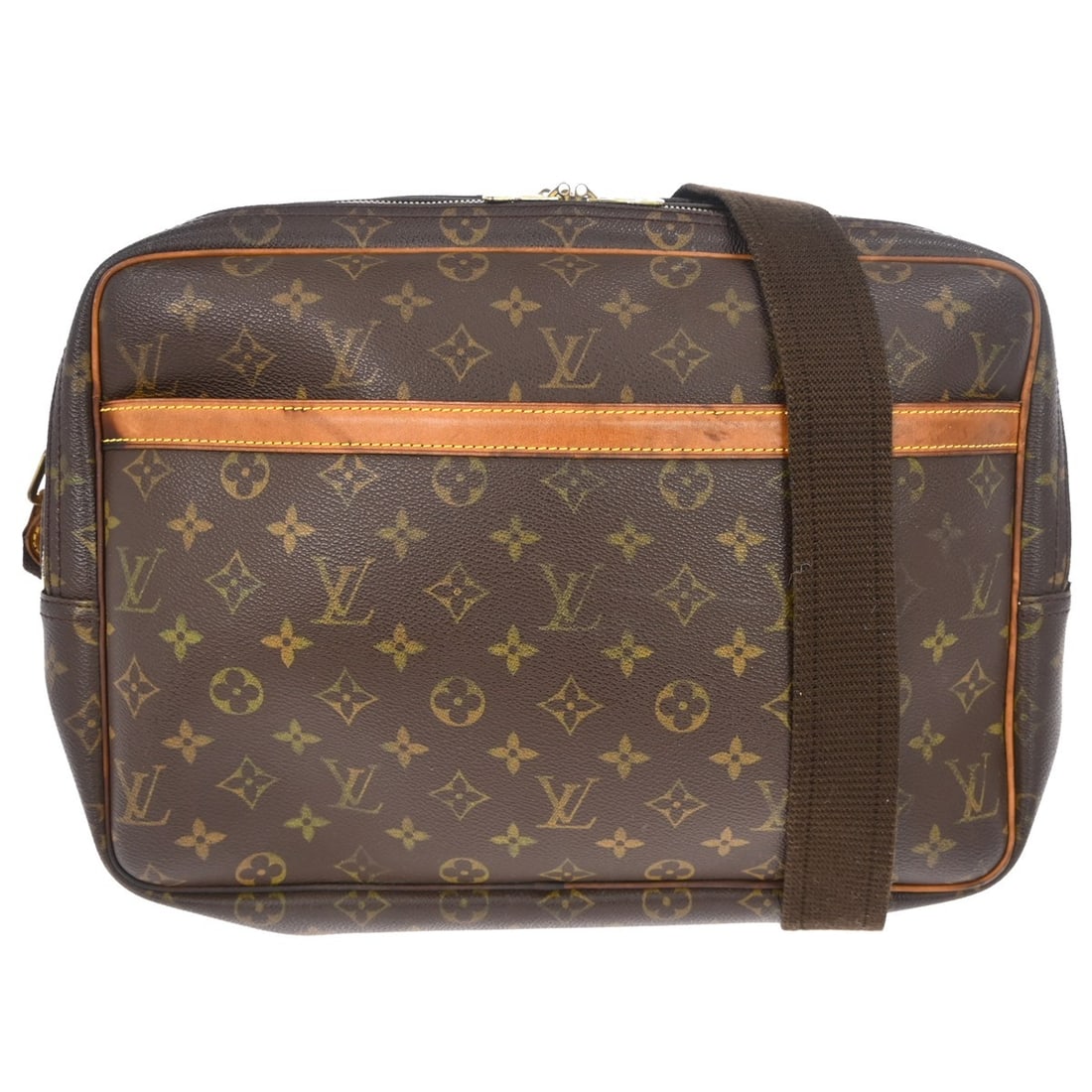 Louis Vuitton Reporter GM Monogram Canvas Shoulder Bag Brown M45252: Louis Vuitton Reporter GM Monogram Canvas Shoulder Bag Brown M45252 This Louis Vuitton Reporter GM shoulder bag features the signature monogram canvas leather exterior with logo accents and an adjusta