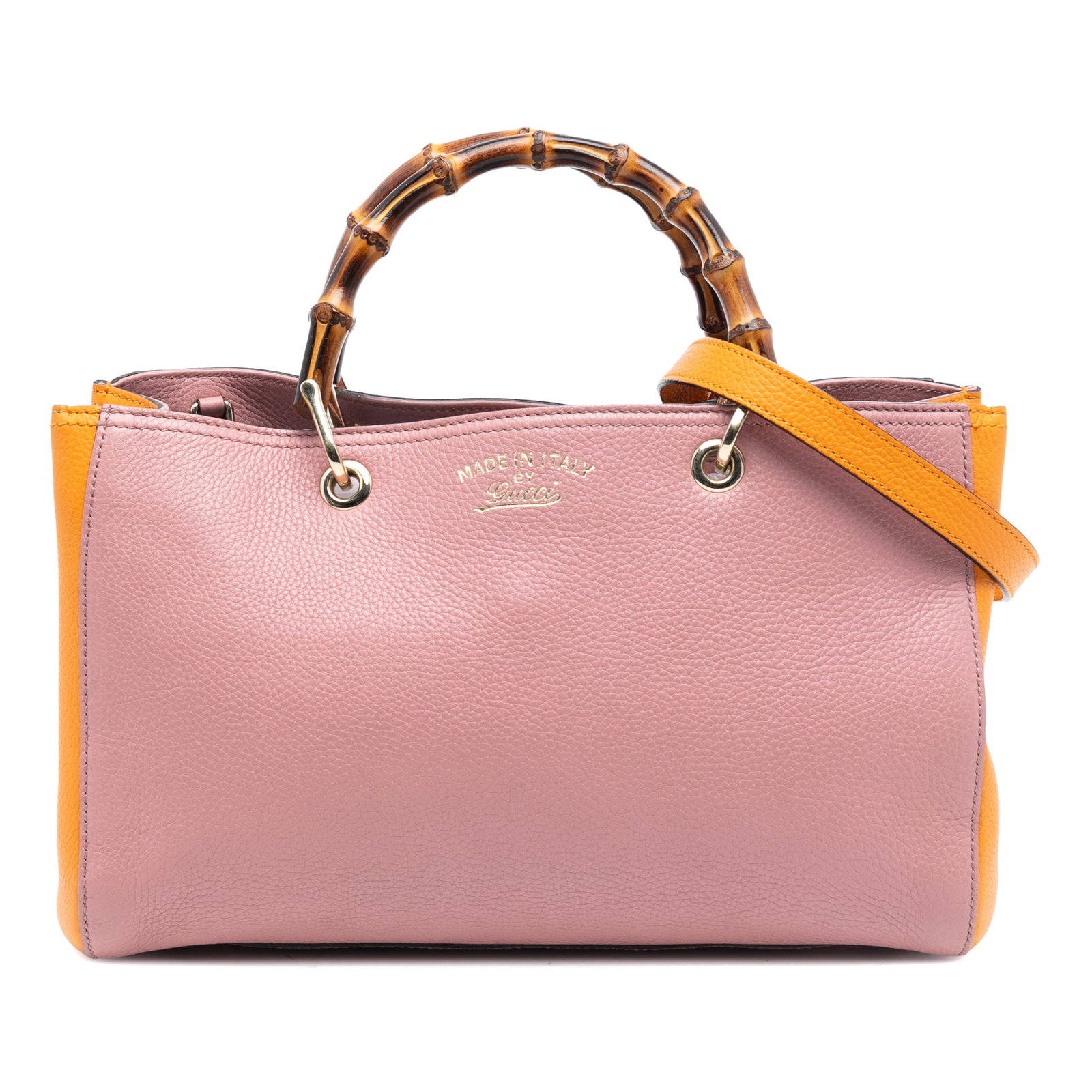 Gucci Bamboo Shopper Medium Pink Bicolor Leather Satchel with Top Handles (1 of 7)