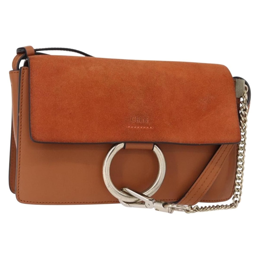 Chloe Faye Brown Suede and Leather Shoulder Bag 24cm: Chloe Faye Brown Suede and Leather Shoulder Bag 24cm This Chloe Faye Shoulder Bag features a brown suede exterior and is designed for women. The bag shows moderate signs of previous use including surf