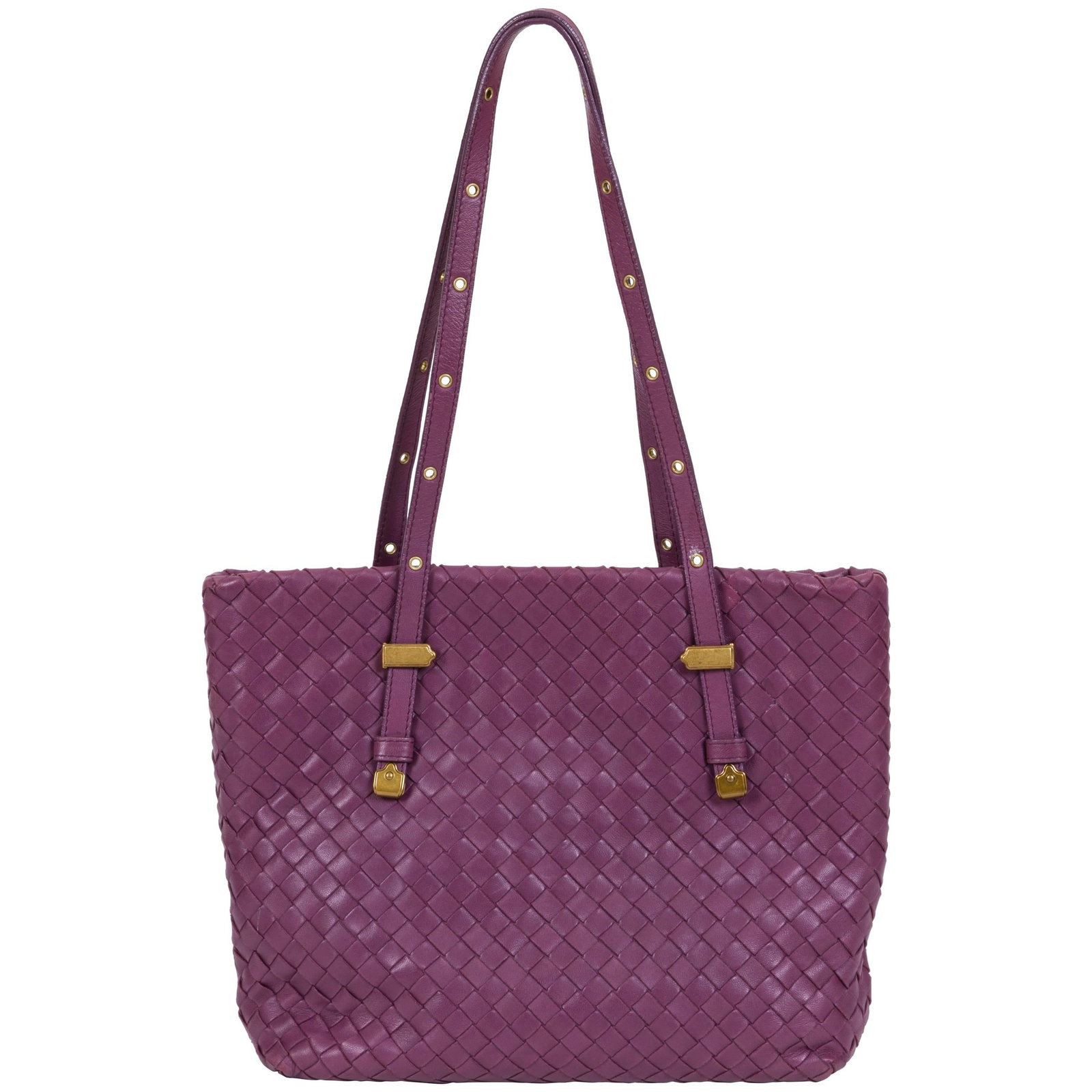 Bottega Veneta Purple Intrecciato Leather Medium Tote Bag: Bottega Veneta Purple Intrecciato Leather Medium Tote Bag Elevate your style with this exquisite Bottega Veneta Medium Tote Bag, crafted from supple intrecciato leather in a striking purple hue. This 
