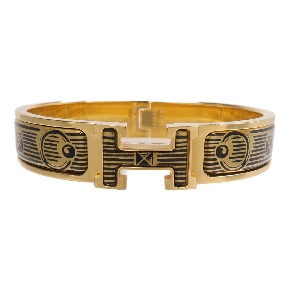 Hermes Clic H Bijoux enamel gold black bracelet (1 of 12)