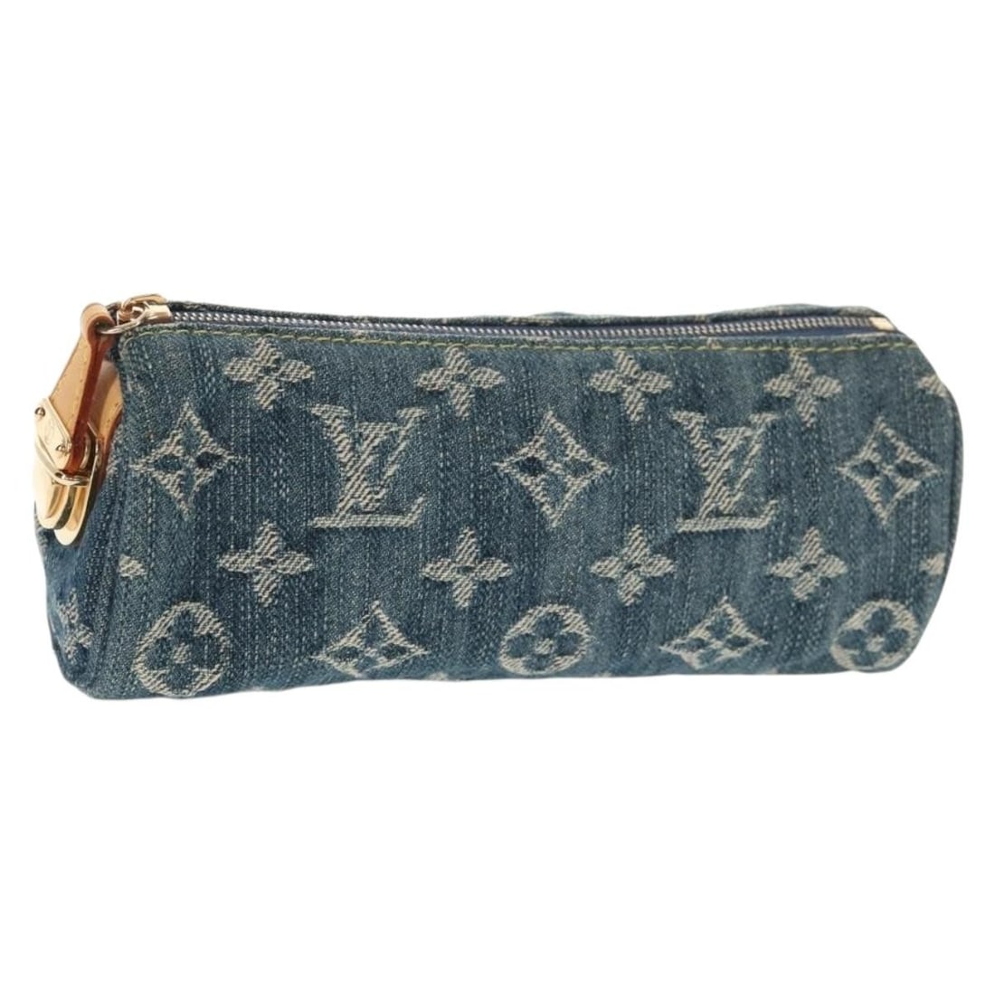 LOUIS VUITTON Monogram Denim Pouch Blue M95081 Authentic: LOUIS VUITTON Monogram Denim Pouch Blue M95081 Authentic Introducing the LOUIS VUITTON Monogram Denim Trousse Speedy GM Pouch in a stunning blue hue. Crafted in France from durable Monogram Denim Canv