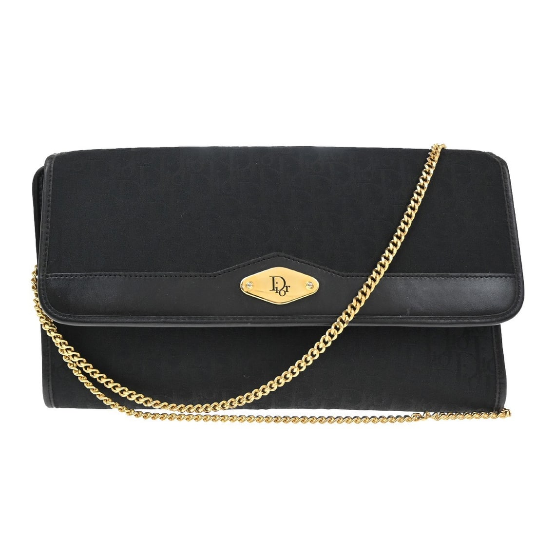 Vintage Diorissimo Canvas Chain Shoulder Bag by Christian Dior: Vintage Diorissimo Canvas Chain Shoulder Bag by Christian Dior This Christian Dior vintage chain flap shoulder bag features Diorissimo canvas in black, designed for women. The bag exhibits signs of he