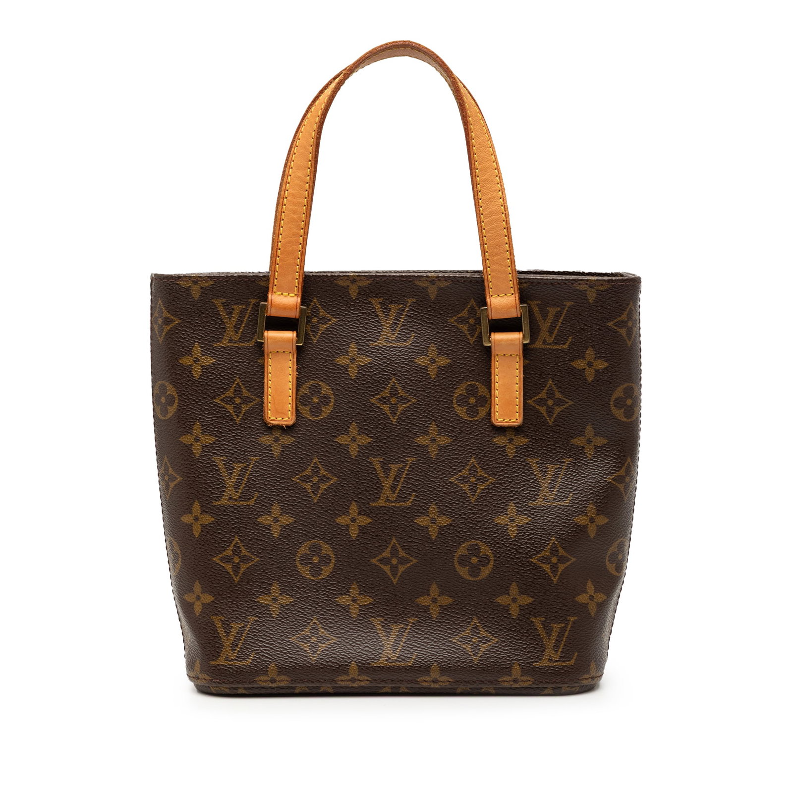 Louis Vuitton Vavin PM Brown Monogram Canvas Handbag with Flat Handles: Louis Vuitton Vavin PM Brown Monogram Canvas Handbag with Flat Handles This Louis Vuitton Monogram Vavin PM features a classic monogram canvas body with flat vachetta leather handles. The bag has an o