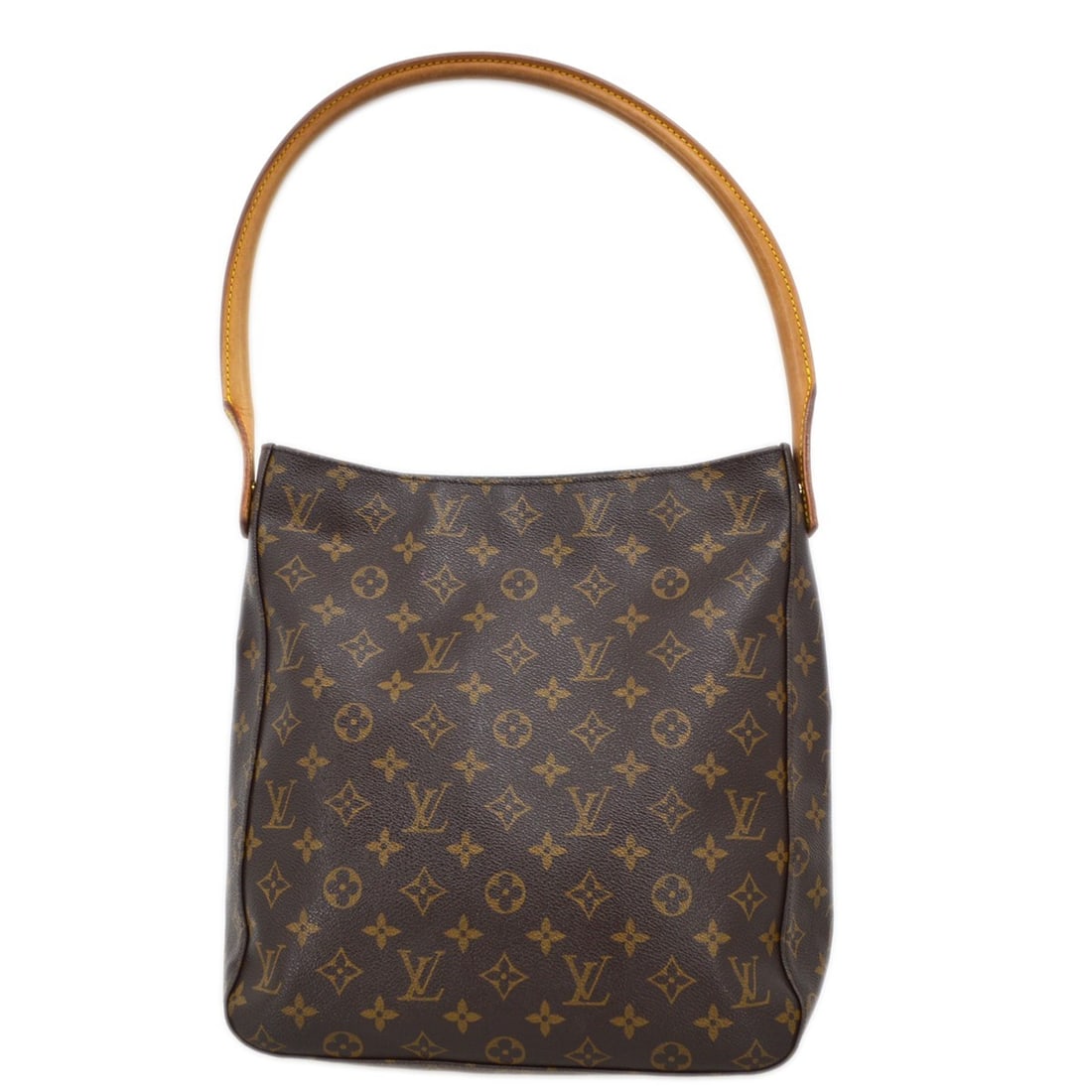 Louis Vuitton Brown Canvas Monogram Looping Shoulder Bag France: Louis Vuitton Brown Canvas Monogram Looping Shoulder Bag France This Louis Vuitton Monogram Looping Handbag features the iconic monogram canvas in brown, designed for women. The handbag is crafted fro
