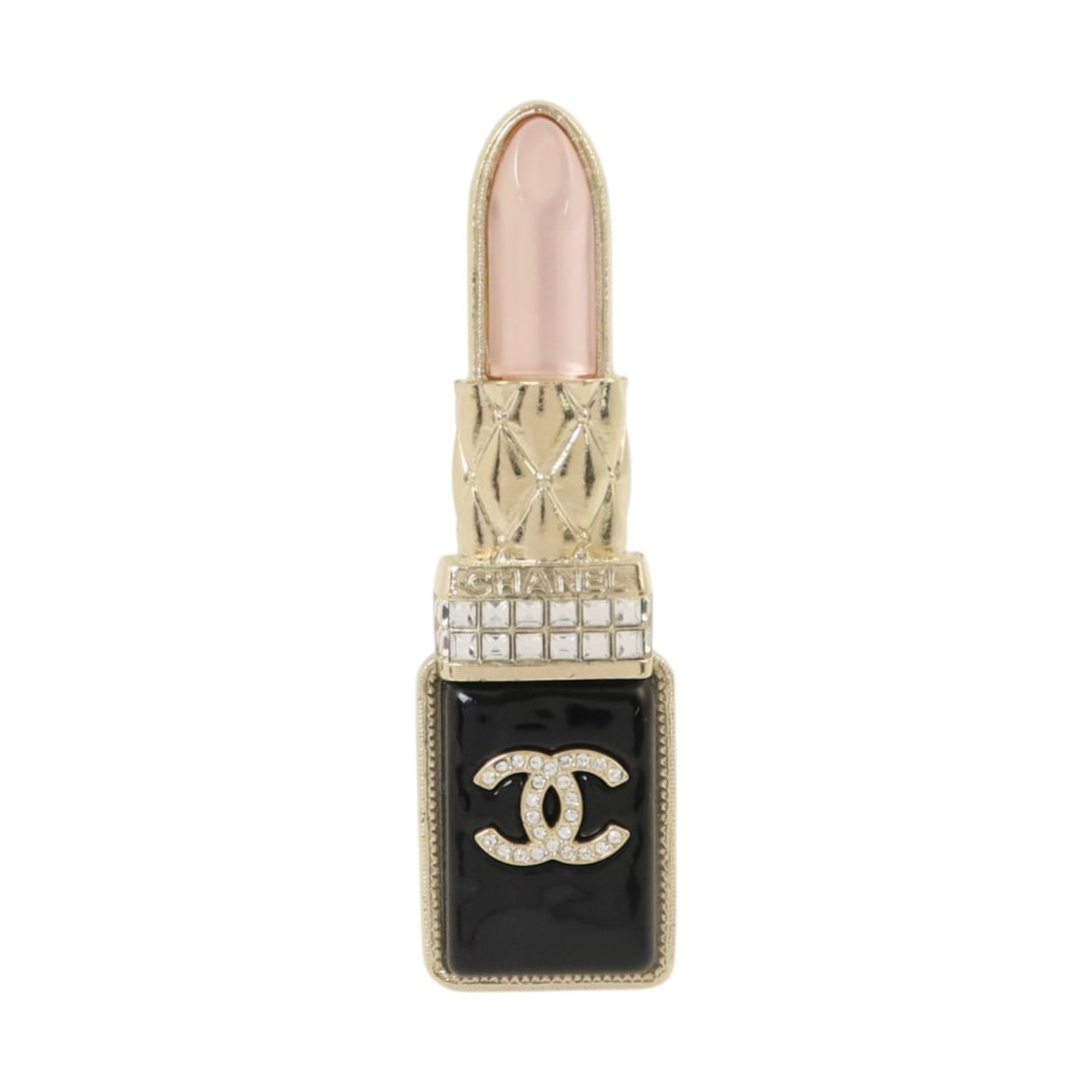 Chanel Pink and Gold CC Logo Brooch for Women: Chanel Pink and Gold CC Logo Brooch for Women This is a CHANEL brooch featuring the iconic CC logo in pink with gold and black accents. Designed for women, this brooch is crafted from PVC and metal. T