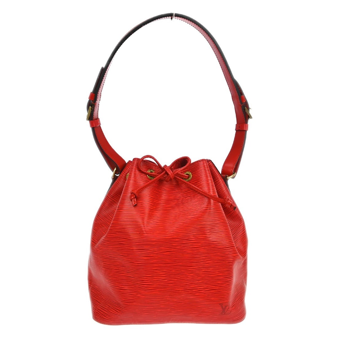 Louis Vuitton Petit Noe Red Epi Leather Shoulder Bag France: Louis Vuitton Petit Noe Red Epi Leather Shoulder Bag France The Louis Vuitton Petit Noe handbag is crafted from red Epi leather and designed for women. This bag features a classic silhouette with a du