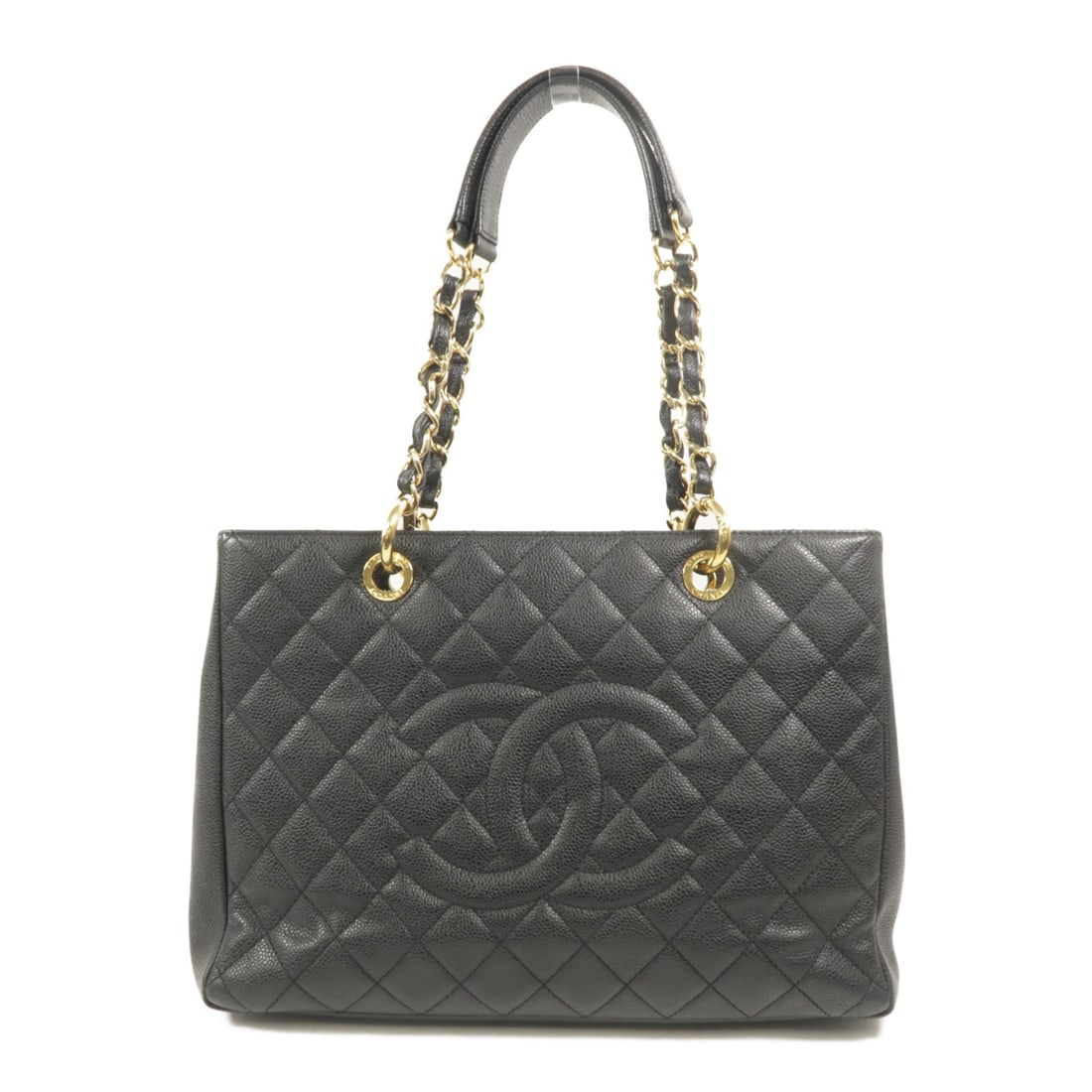 CHANEL GST Black Calfskin Chain Shoulder Bag GHW: CHANEL GST Black Calfskin Chain Shoulder Bag GHW This CHANEL GST shoulder bag features black calfskin leather with the iconic CC logo and gold-tone chain accents. Designed for women, it offers a class