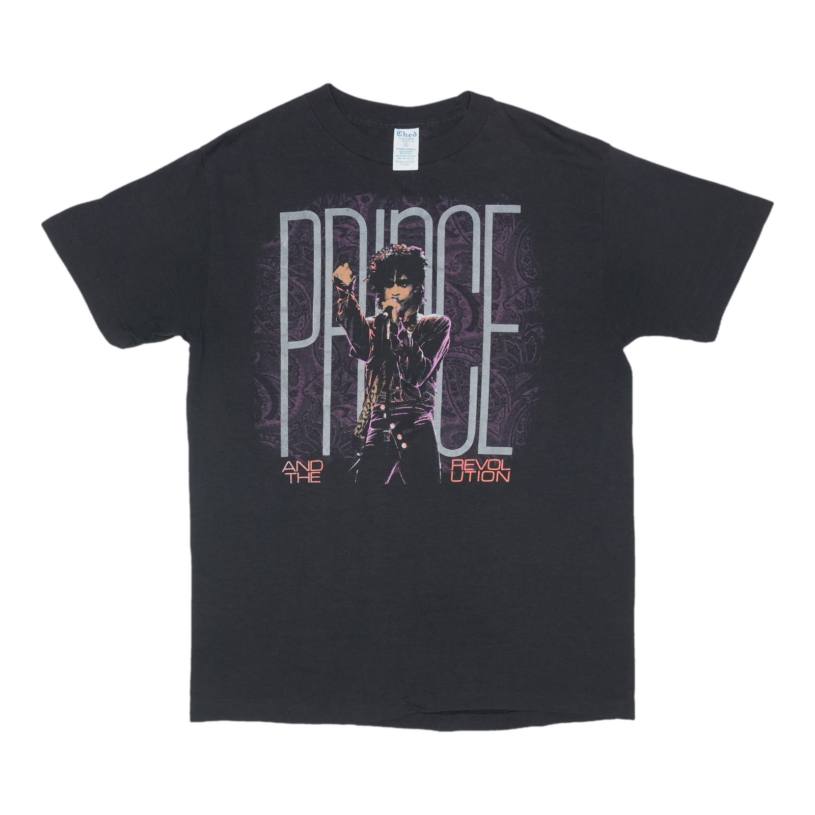 Vintage 1985 Prince World Tour Black Poly Cotton T Shirt Extra Large: Vintage 1985 Prince World Tour Black Poly Cotton T Shirt Extra Large This is an original vintage 1985 Prince And The Revolution World Tour shirt featuring graphics on both the front and back. Made fro