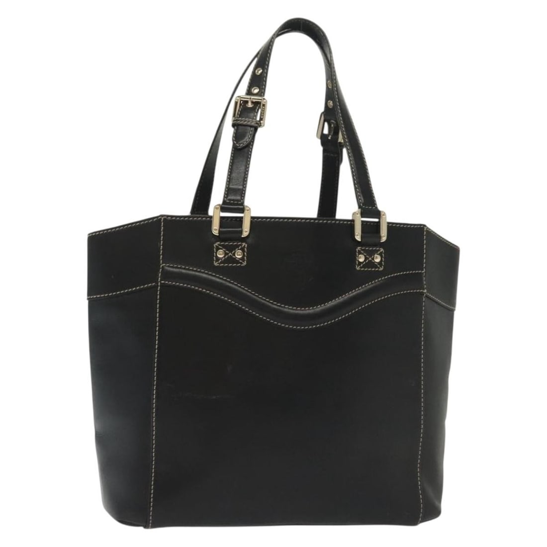 Black Leather Gucci Women's Tote Bag 25cm by 25cm by 10cm: Black Leather Gucci Women's Tote Bag 25cm by 25cm by 10cm This Gucci tote bag for women is crafted from black leather and features a structured design. It shows signs of use including slight rubbing, 