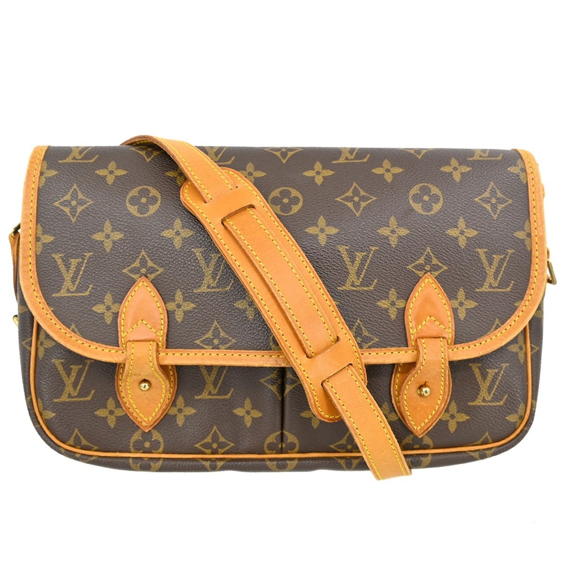 Louis Vuitton Gibeciere MM Monogram Canvas Medium Shoulder Bag M42247: Louis Vuitton Gibeciere MM Monogram Canvas Medium Shoulder Bag M42247 This Louis Vuitton Gibeciere MM shoulder bag features the signature Monogram canvas leather in brown and is designed with a medium