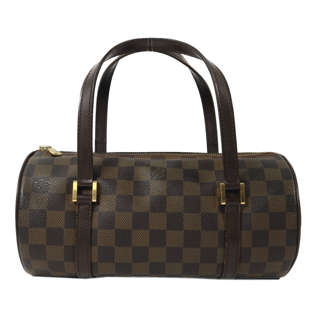 Louis Vuitton Damier Brown Papillon PM Tote Bag: Louis Vuitton Damier Brown Papillon PM Tote Bag This Louis Vuitton Papillon PM handbag features the iconic Damier brown PVC coated canvas, offering both durability and classic style. Designed with a s