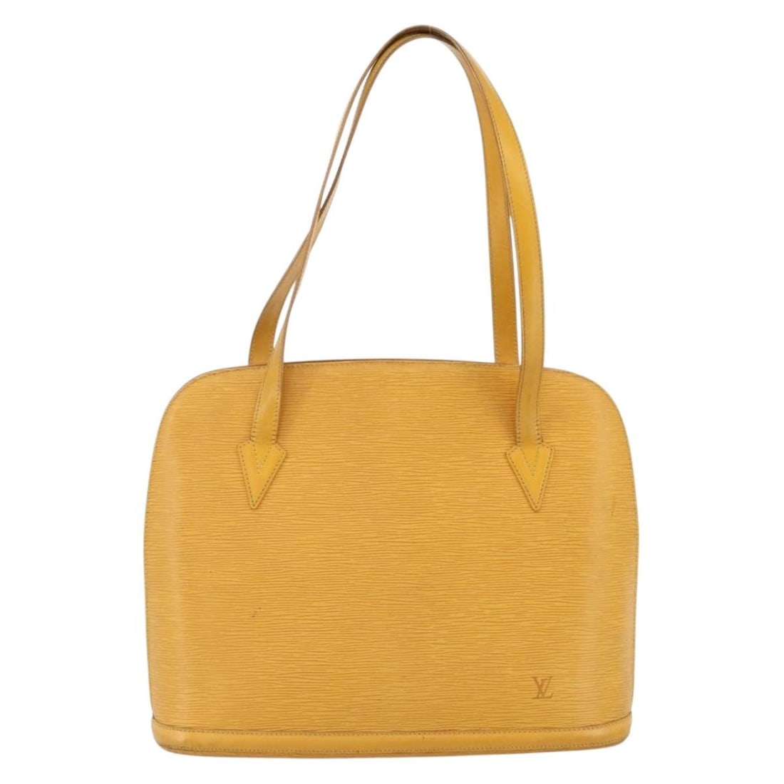 Louis Vuitton Lussac Yellow Epi Leather Shoulder Bag France: Louis Vuitton Lussac Yellow Epi Leather Shoulder Bag France The Louis Vuitton Lussac Handbag features yellow Epi leather and is designed for women. This bag shows some signs of use, including surface 