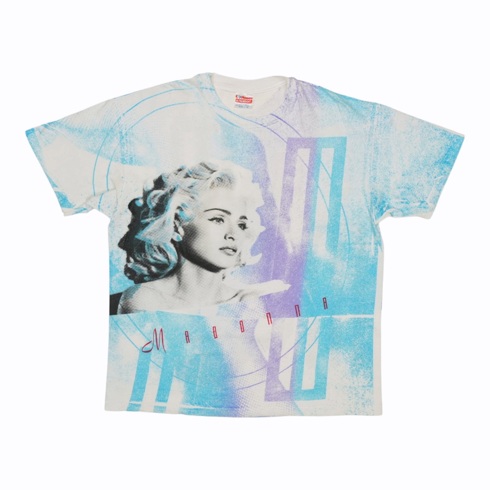 Vintage 1991 Madonna Graphic Cotton Shirt with All Over Print: Vintage 1991 Madonna Graphic Cotton Shirt with All Over Print This is an original vintage 1991 Madonna all over print shirt featuring front and back graphics. The shirt is made from 100% cotton and co