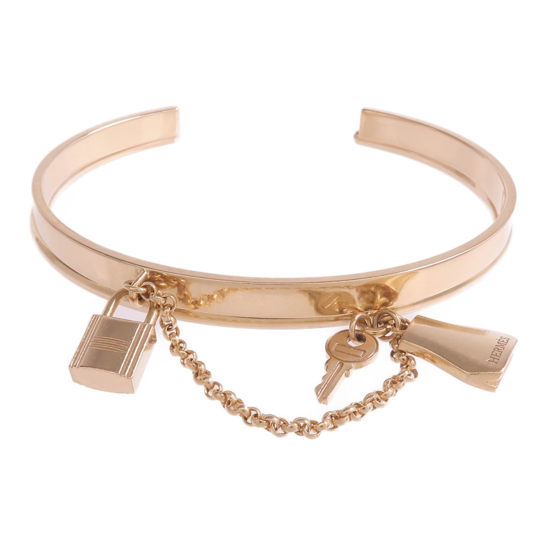 Hermes Double Kelly Clochette K18PG Rose Gold Bracelet (1 of 11)