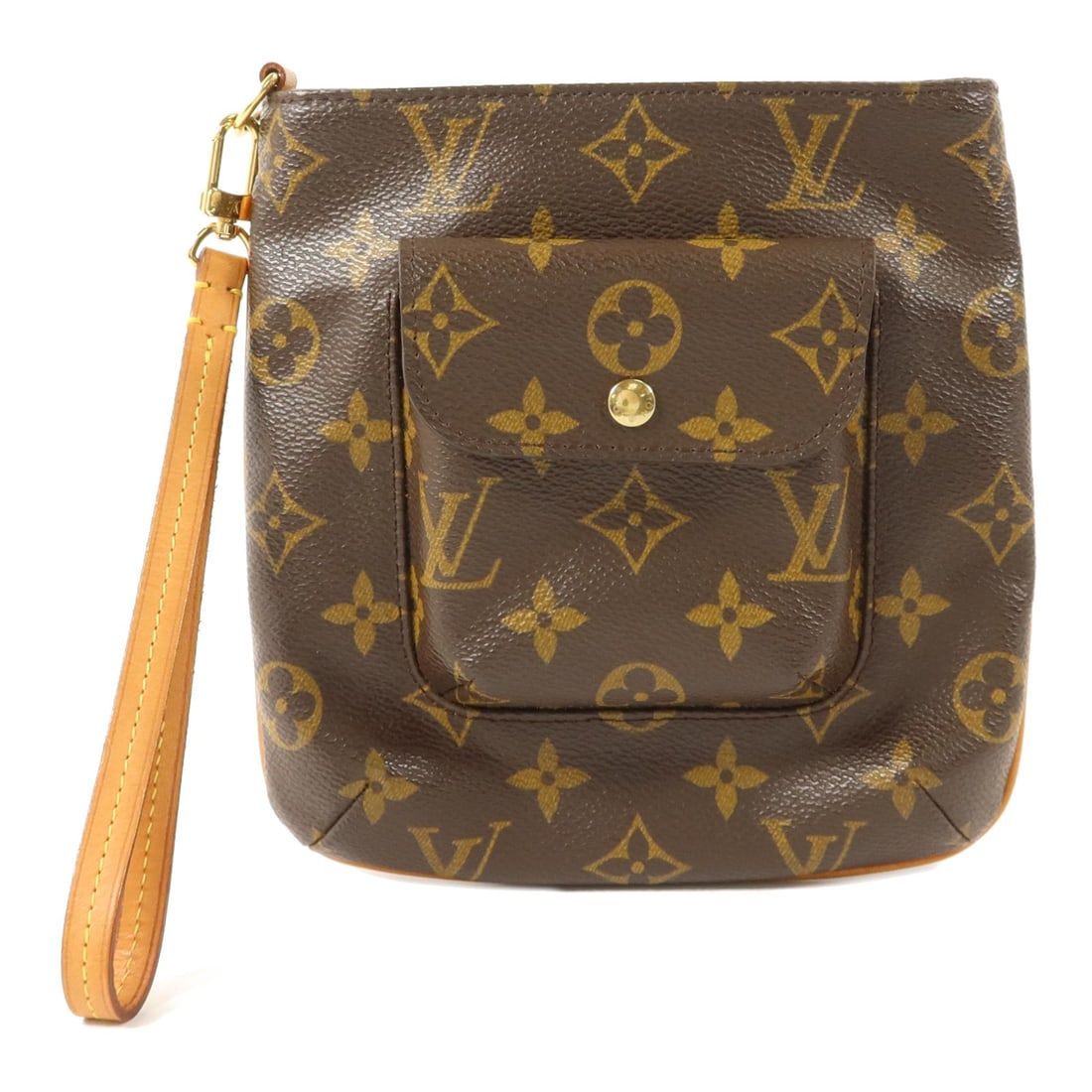 Louis Vuitton Monogram Brown PVC Clutch Pouch GHW M51901: Louis Vuitton Monogram Brown PVC Clutch Pouch GHW M51901 This Louis Vuitton Partition clutch bag features the signature monogram pattern in brown on durable PVC coated canvas. Designed for women, it o