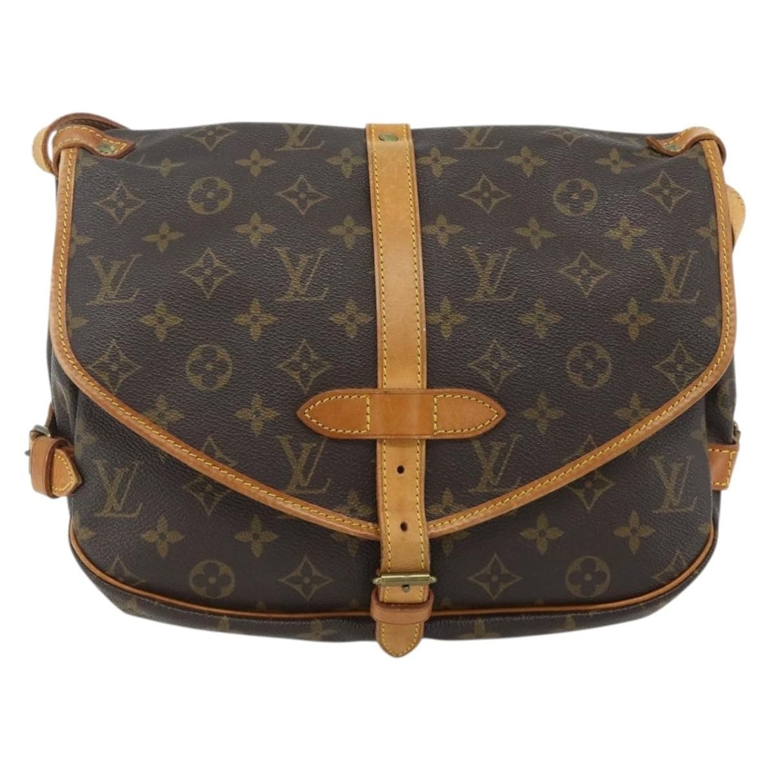 Monogram Canvas Saumur Shoulder Bag by Louis Vuitton: Monogram Canvas Saumur Shoulder Bag by Louis Vuitton This Louis Vuitton Saumur handbag features the iconic Monogram canvas in brown. Designed for unisex use, it showcases classic Louis Vuitton craftsm