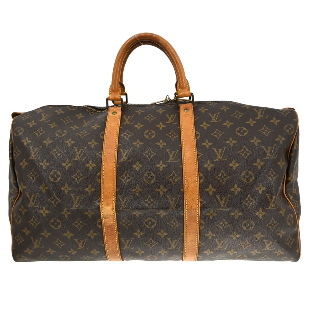 Louis Vuitton Keepall Monogram Canvas Travel Bag 50cm: Louis Vuitton Keepall Monogram Canvas Travel Bag 50cm This Louis Vuitton Keepall Bag is crafted from signature monogram canvas in brown, designed for unisex use. Made in France, it features leather tr