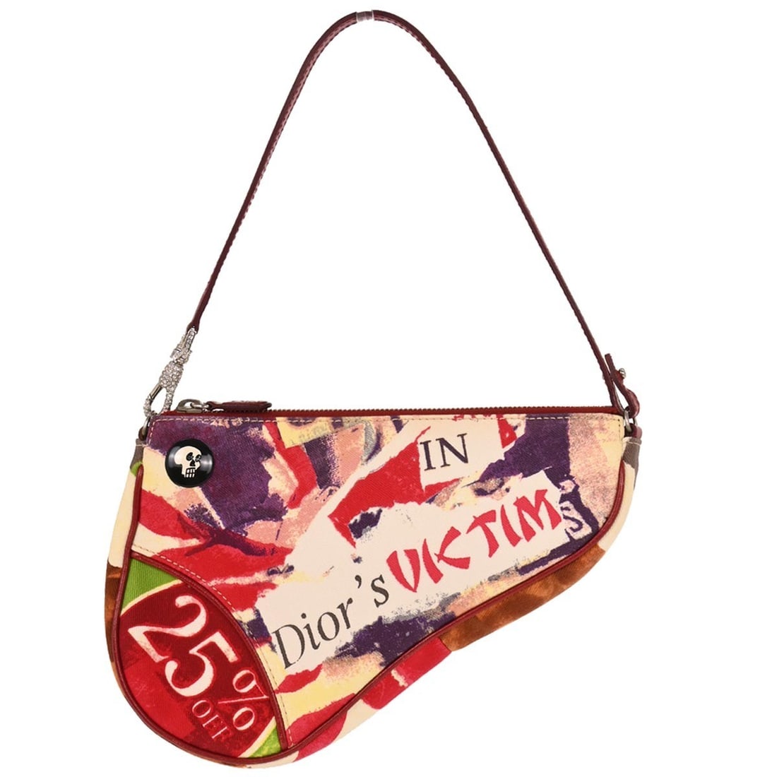 Red Canvas Dior Saddle Bag Limited Edition Small Handbag 01RU0023: Red Canvas Dior Saddle Bag Limited Edition Small Handbag 01RU0023 This is a limited edition Christian Dior Saddle handbag crafted from red canvas. The bag features a zip closure, a small size profile,