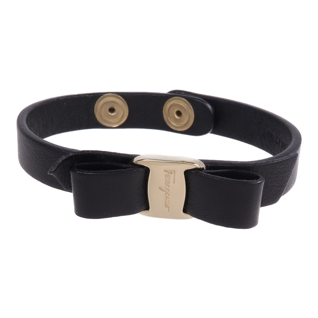 Salvatore Ferragamo Black Calfskin Bracelet GHW (1 of 10)