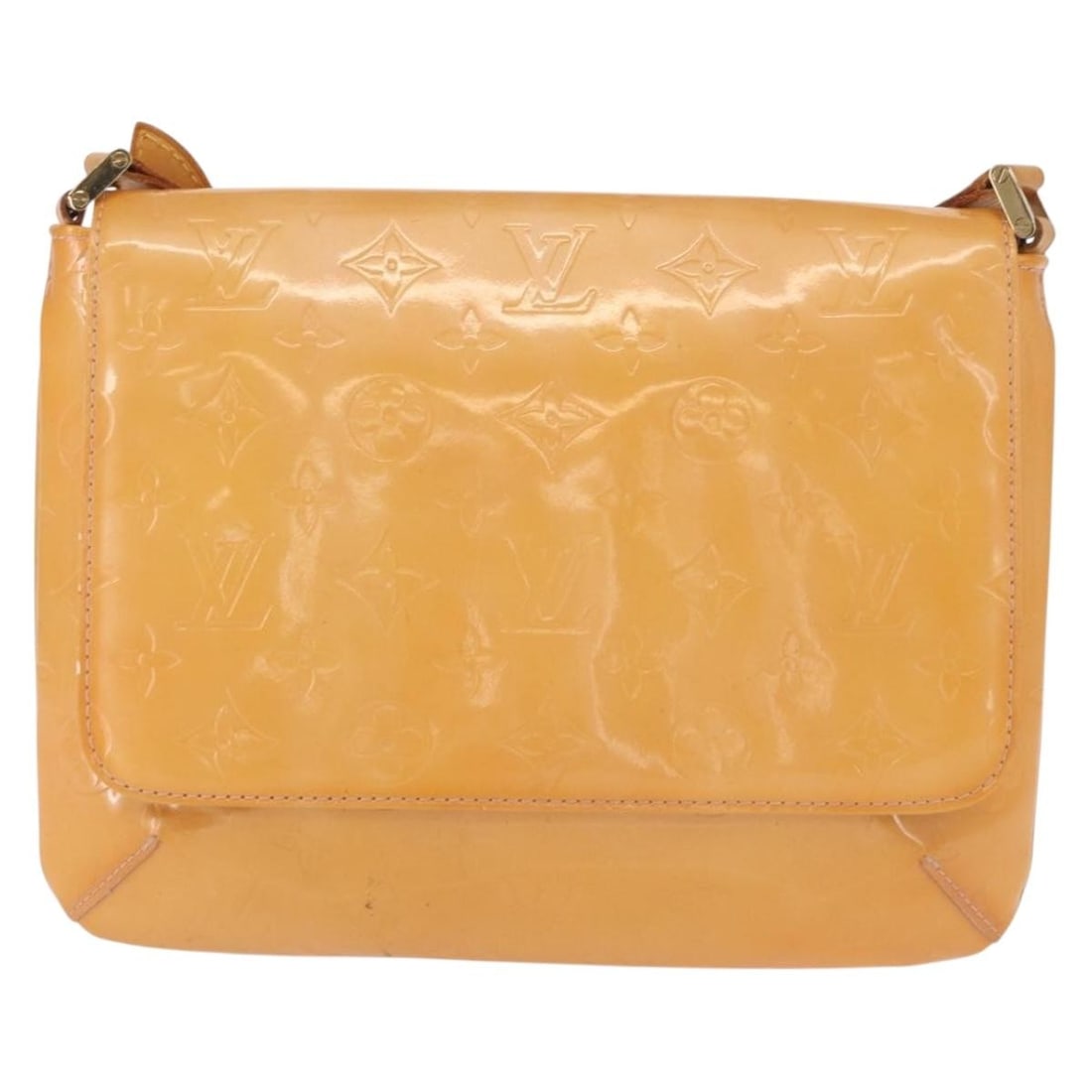 Louis Vuitton Patent Leather Thompson Street Yellow Handbag: Louis Vuitton Patent Leather Thompson Street Yellow Handbag Louis Vuitton Thompson Street handbag in yellow patent leather designed for women. This handbag features a structured shape with a shoulder 