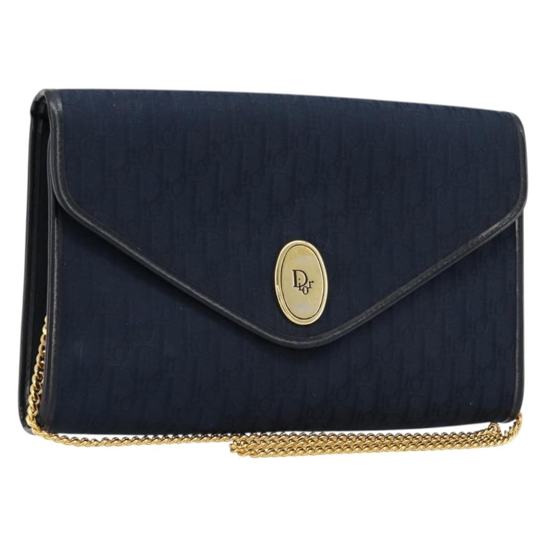 Christian Dior Trotter Canvas Navy Gold Shoulder Bag: Christian Dior Trotter Canvas Navy Gold Shoulder Bag This Christian Dior Trotter Canvas Chain Shoulder Bag features a navy and gold color scheme with the iconic Trotter canvas material. Designed for w