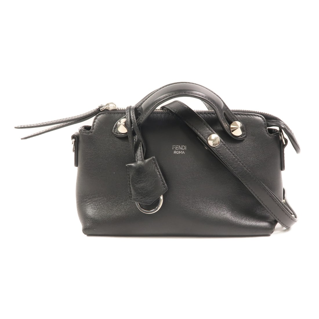 Fendi By The Way Mini Calfskin Black Shoulder Bag: Fendi By The Way Mini Calfskin Black Shoulder Bag This FENDI By The Way Mini Shoulder Bag is crafted from black calfskin leather, offering a sophisticated and versatile accessory for any wardrobe. Des
