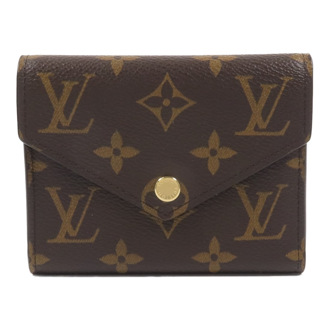 Louis Vuitton Victorine tri-fold wallet Monogram brown GHW: Louis Vuitton Victorine tri-fold wallet Monogram brown GHW This Louis Vuitton Victorine tri-fold wallet features the iconic Monogram pattern in brown and is crafted from durable PVC coated canvas. Des