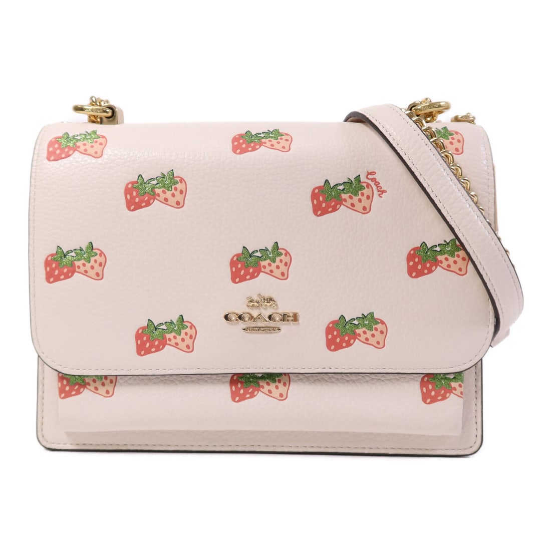 White Calfskin COACH Shoulder Bag with Gold Hardware Model C2272: White Calfskin COACH Shoulder Bag with Gold Hardware Model C2272 This COACH shoulder bag features a pristine white calfskin exterior, offering a refined and classic look. Crafted in the United States,