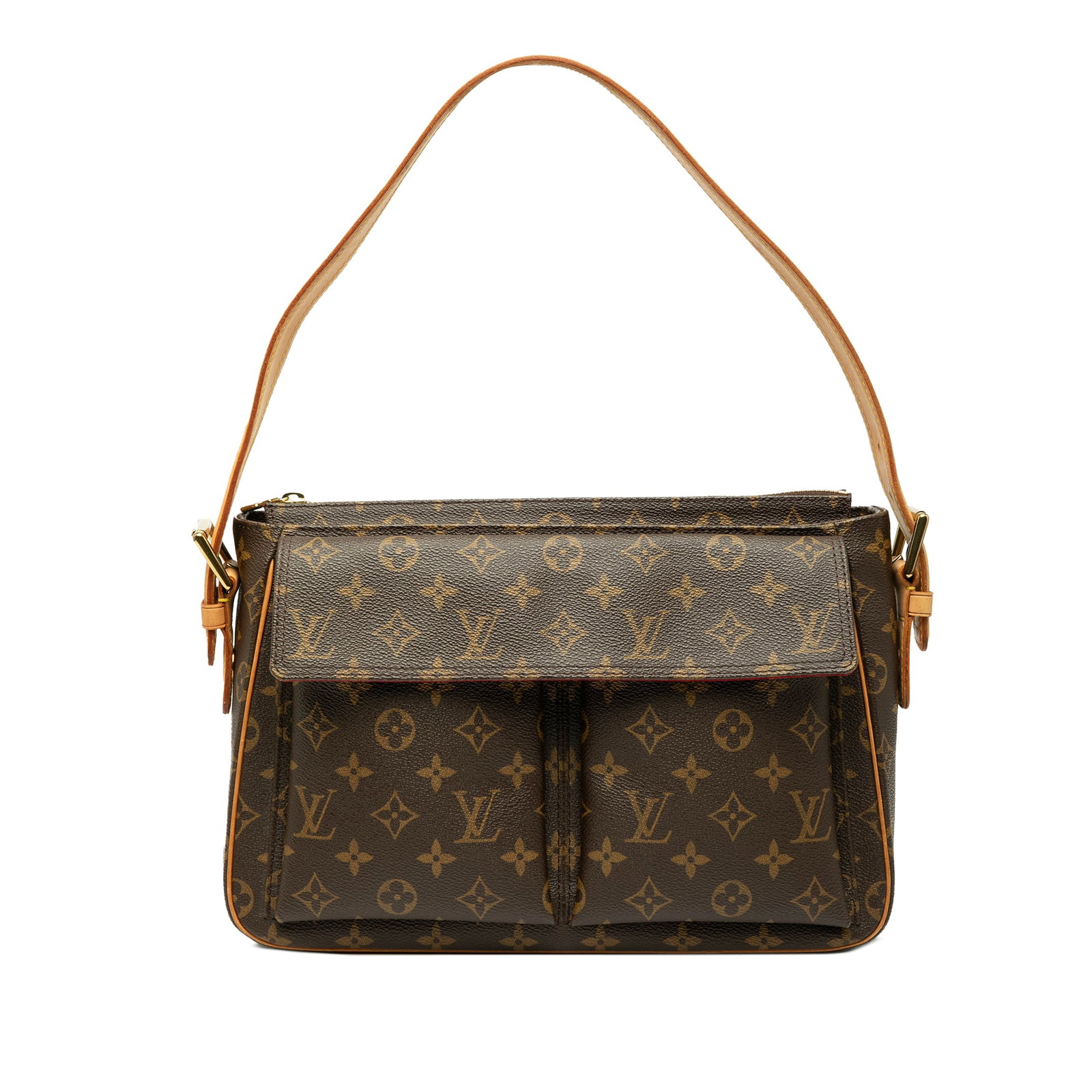 Louis Vuitton Monogram Viva Cite GM Bag with Leather Trim: Louis Vuitton Monogram Viva Cite GM Bag with Leather Trim The Louis Vuitton Monogram Viva Cite GM is a stylish and practical handbag crafted from durable monogram canvas with vachetta leather trim. It