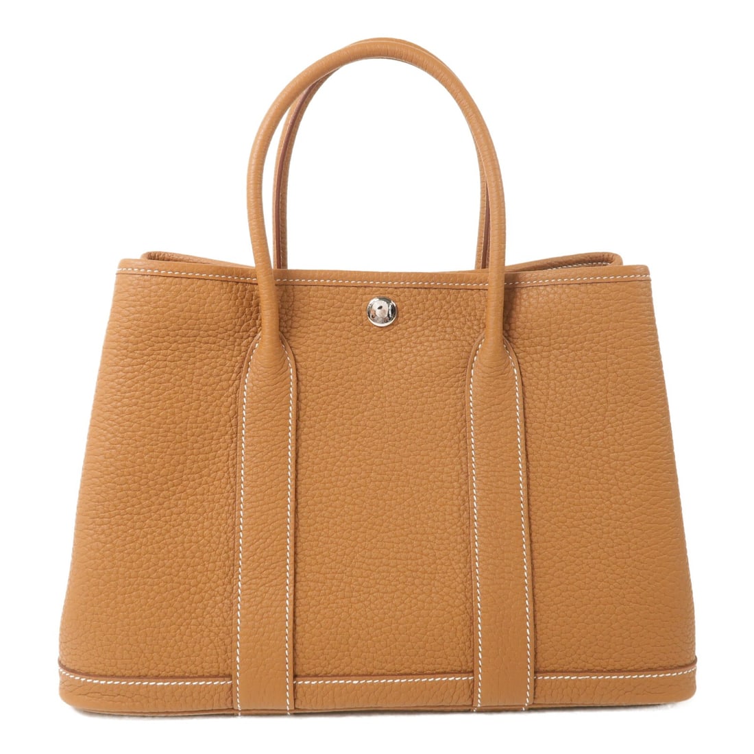 Hermes Garden Party TPM Gold Calfskin Tote with Palladium Hardware: Hermes Garden Party TPM Gold Calfskin Tote with Palladium Hardware This Hermes Garden Party TPM tote bag is crafted from Negonda calfskin leather in a gold color, offering a refined and elegant look. 
