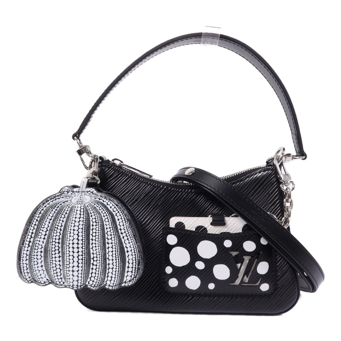 Louis Vuitton Marellini Black Epi Calfskin Shoulder Bag M21703 Silver Hardware: Louis Vuitton Marellini Black Epi Calfskin Shoulder Bag M21703 Silver Hardware This Louis Vuitton LVxYK Marellini 2-way shoulder bag features a sleek design crafted from black Epi calfskin leather. De