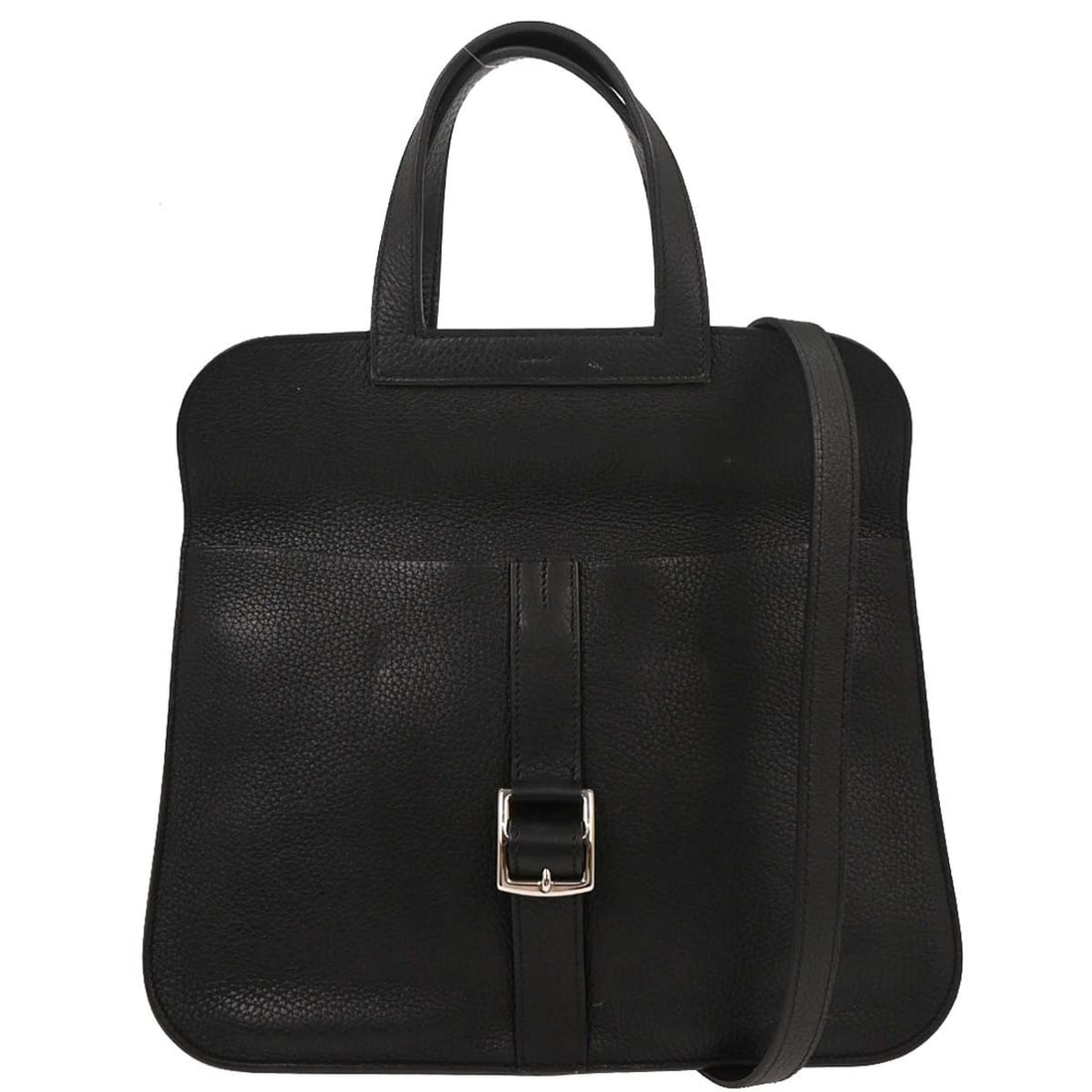 Black Leather Hermes Halzan Handbag 31cm x 28cm x 9cm (1 of 10)