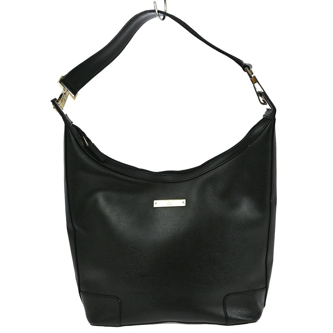 Gucci GG Black Leather Medium Shoulder Bag 001.4204 for Women: Gucci GG Black Leather Medium Shoulder Bag 001.4204 for Women This is a vintage Gucci shoulder bag crafted from black leather with a classic Gucci GG pattern. The medium-sized bag features a canvas li