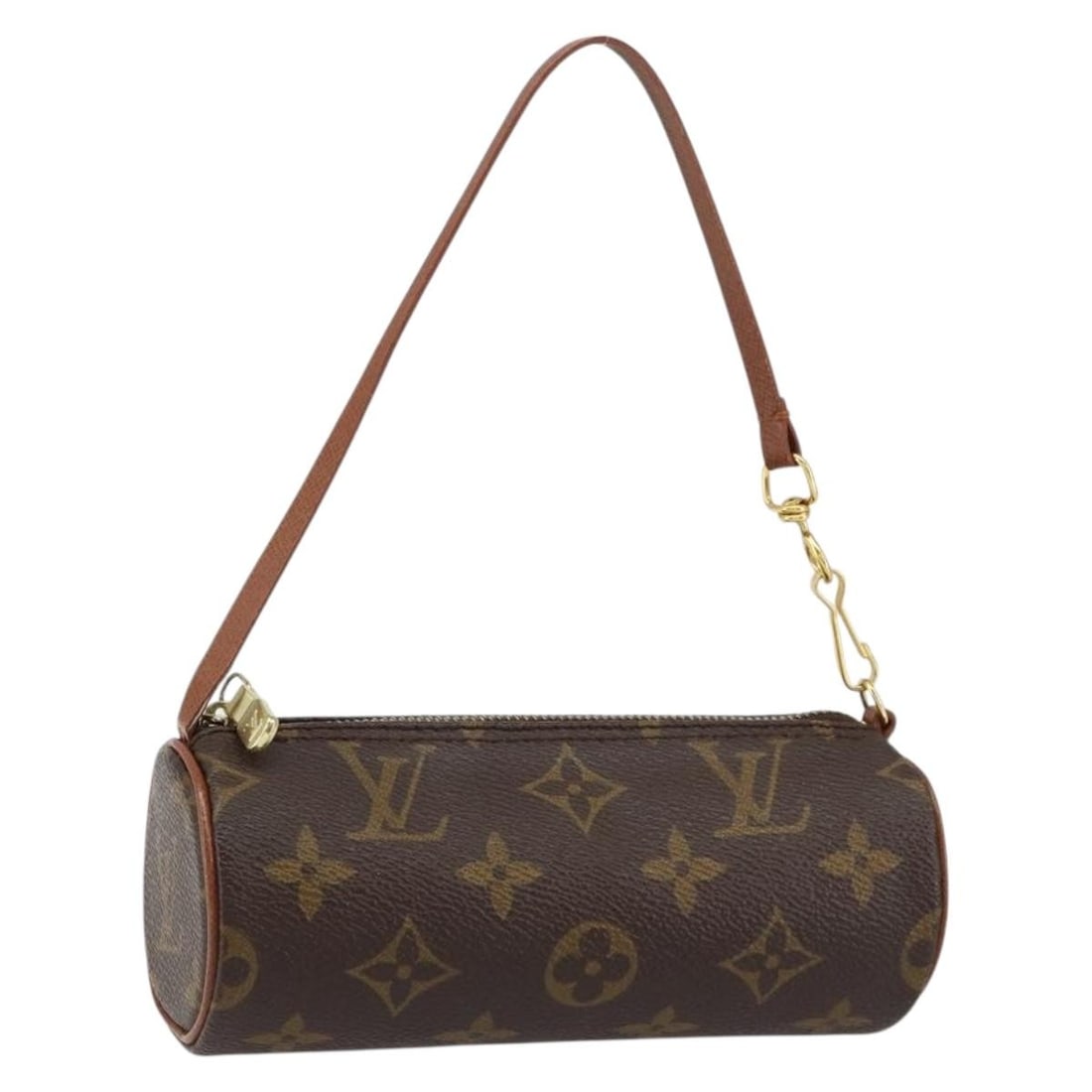 Louis Vuitton Papillon Brown Monogram Canvas Pouch 15.5cm: Louis Vuitton Papillon Brown Monogram Canvas Pouch 15.5cm This Louis Vuitton Papillon Pochette is crafted from brown monogram canvas and designed for women. It features a compact cylindrical shape wit