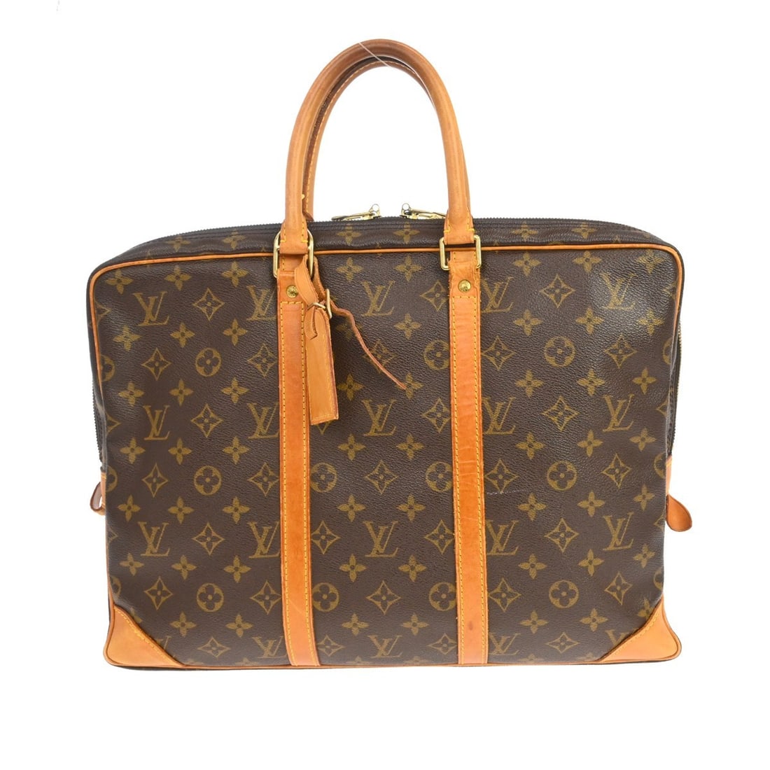 Louis Vuitton Monogram Porte-Documents Voyage Medium Brown Canvas Handbag: Louis Vuitton Monogram Porte-Documents Voyage Medium Brown Canvas Handbag This Louis Vuitton Porte-Documents Voyage handbag features the iconic Monogram canvas leather exterior with beige double handl