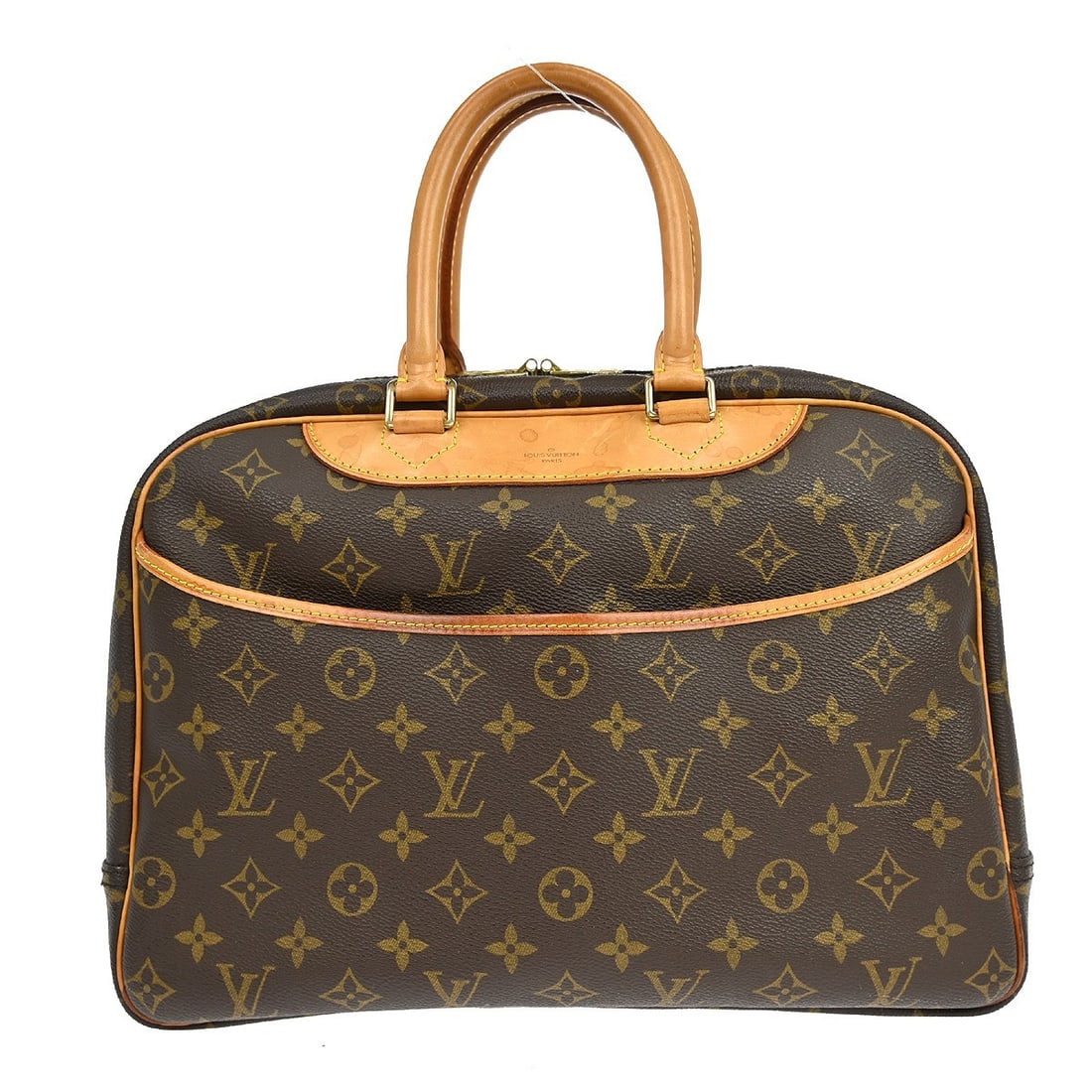 Louis Vuitton Deauville Monogram Canvas Vanity Bowling Bag M42270: Louis Vuitton Deauville Monogram Canvas Vanity Bowling Bag M42270 This Louis Vuitton Deauville Bowling Business Handbag features the iconic Monogram canvas leather exterior with beige double handles a