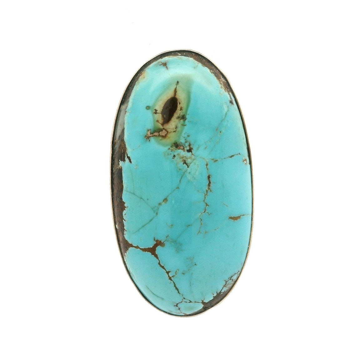 Antique Victorian 9ct Yellow Gold Turquoise Brooch Pin 31.7mm: Antique Victorian 9ct Yellow Gold Turquoise Brooch Pin 31.7mm This exquisite Antique Early Victorian brooch features a large oval matrix turquoise stone, renowned for its captivating blue and brown hu