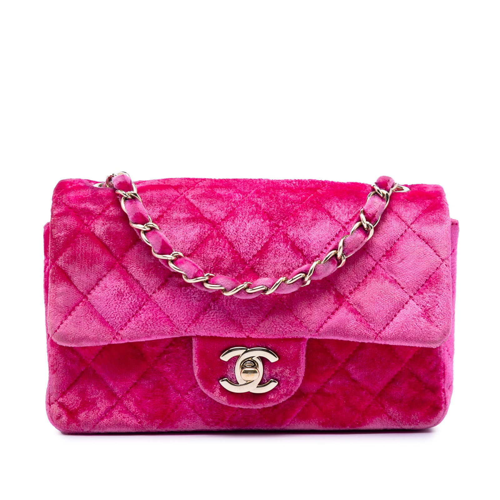 Chanel Mini Rectangular Classic Pink Velvet Flap Shoulder Bag (1 of 7)