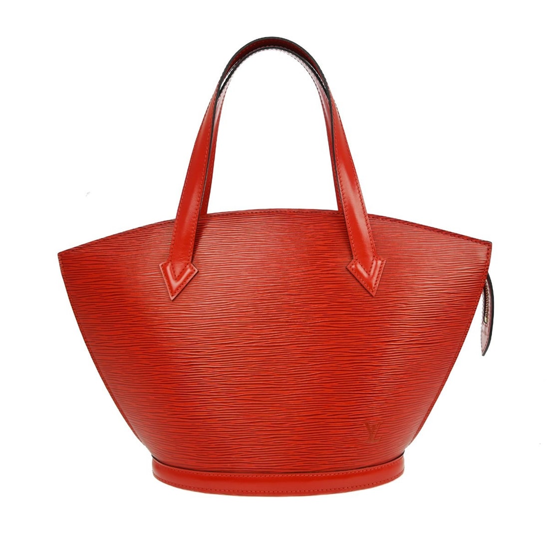Louis Vuitton Saint Jacques Red Epi Leather Tote Bag M52277: Louis Vuitton Saint Jacques Red Epi Leather Tote Bag M52277 This Louis Vuitton Saint Jacques tote handbag features a striking red Epi leather exterior with double handles and gold-tone hardware. Desig