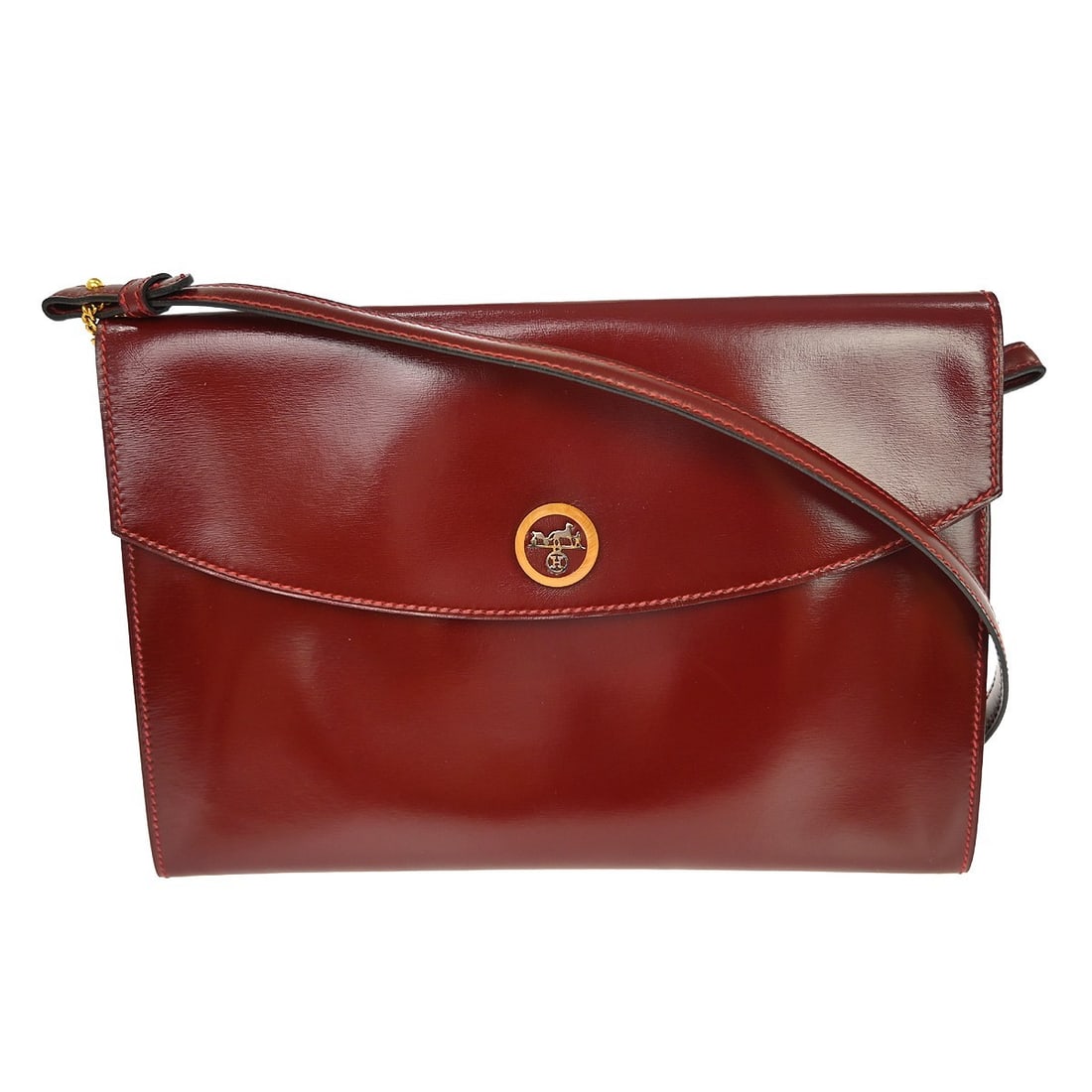 Hermes Pochette Rio Bordeaux Box Calf Leather Crossbody Shoulder Bag (1 of 9)