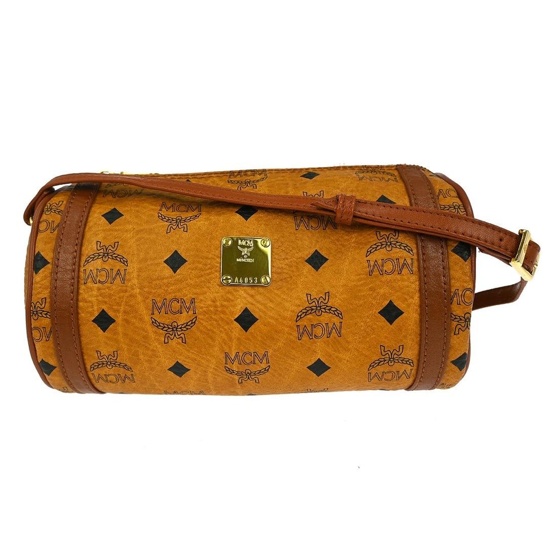 MCM Medium Brown Leather Vintage Shoulder Bag with Gold Accents: MCM Medium Brown Leather Vintage Shoulder Bag with Gold Accents This MCM Brown Shoulder Bag is a stylish accessory that combines functionality with vintage charm. Made from high-quality leather, this 