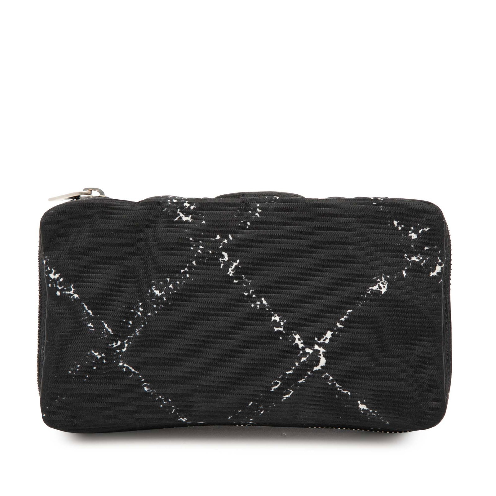 Black Nylon Pouch from Chanel Old Travel Line Collection: Black Nylon Pouch from Chanel Old Travel Line Collection This Chanel Old Travel Line pouch features a black nylon body with a zip-around closure and an interior zip pocket. The exterior and zipper sho