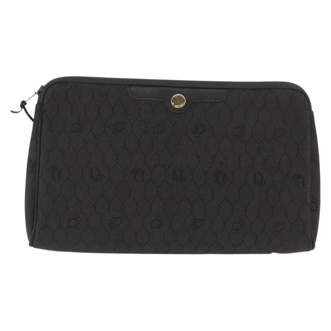 Black Canvas Vintage Honeycomb Clutch by Christian Dior: Black Canvas Vintage Honeycomb Clutch by Christian Dior This Christian Dior vintage honeycomb clutch features a black canvas exterior and is designed for women. The bag shows signs of surface wear inc