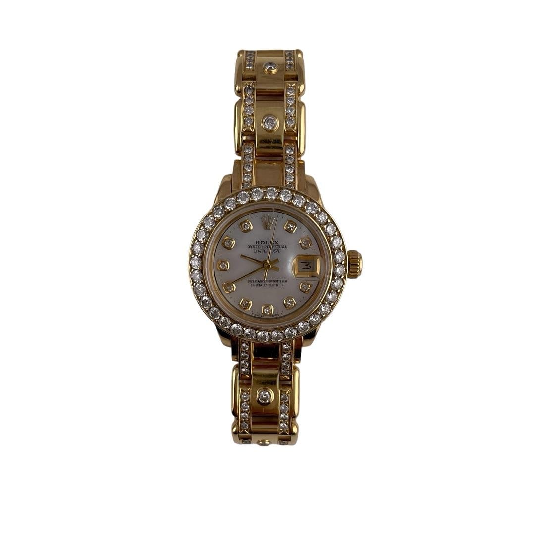 Ladies Rolex Datejust 6916 Aftermarket MOP Dial Diamond Bezel Pearlmaster Bracelet (1 of 3)