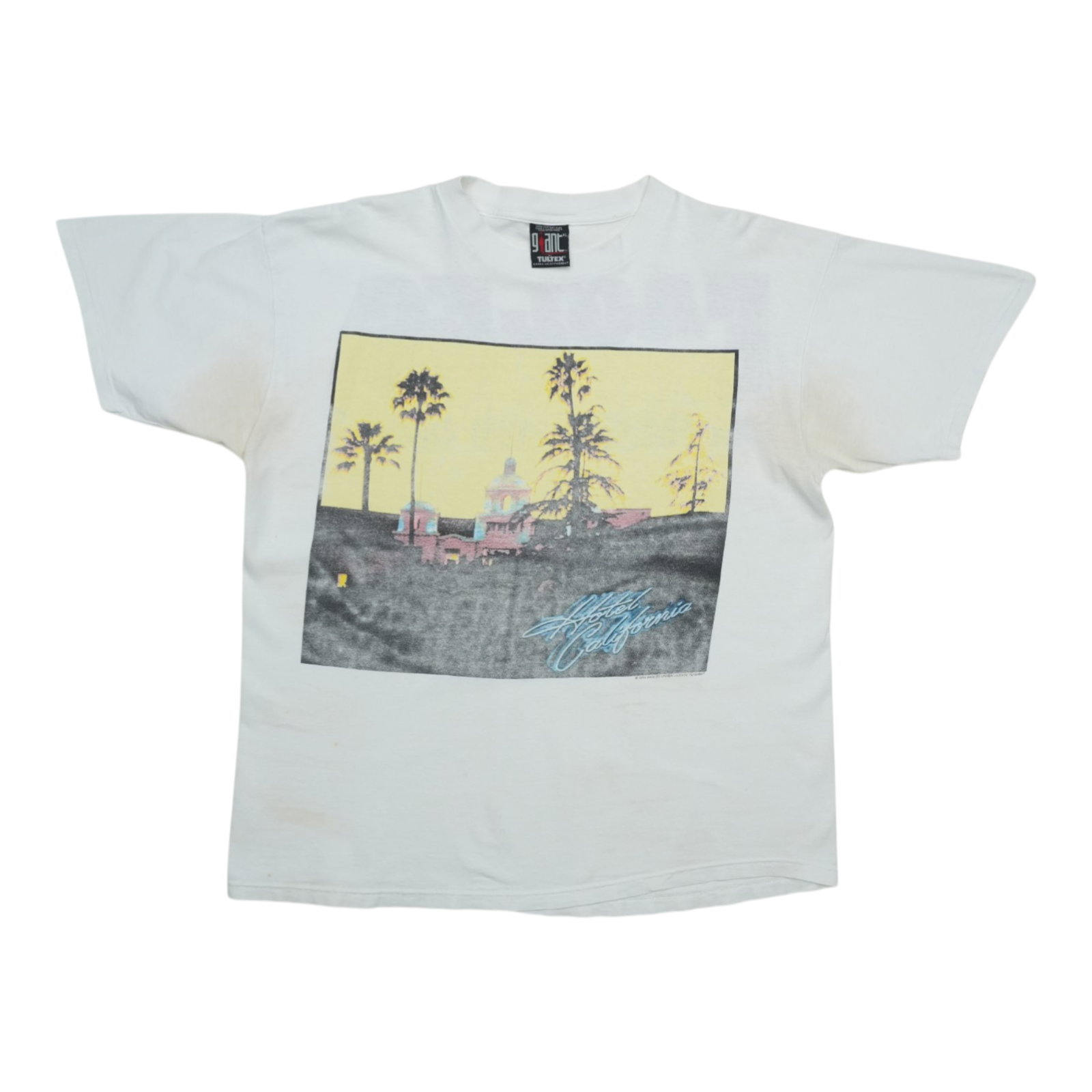 Vintage 1995 Hotel California Eagles Band Graphic T Shirt White Cotton XL: Vintage 1995 Hotel California Eagles Band Graphic T Shirt White Cotton XL This original vintage 1995 Eagles "Hotel California" shirt features both front and back graphics. It is a true vintage item fr